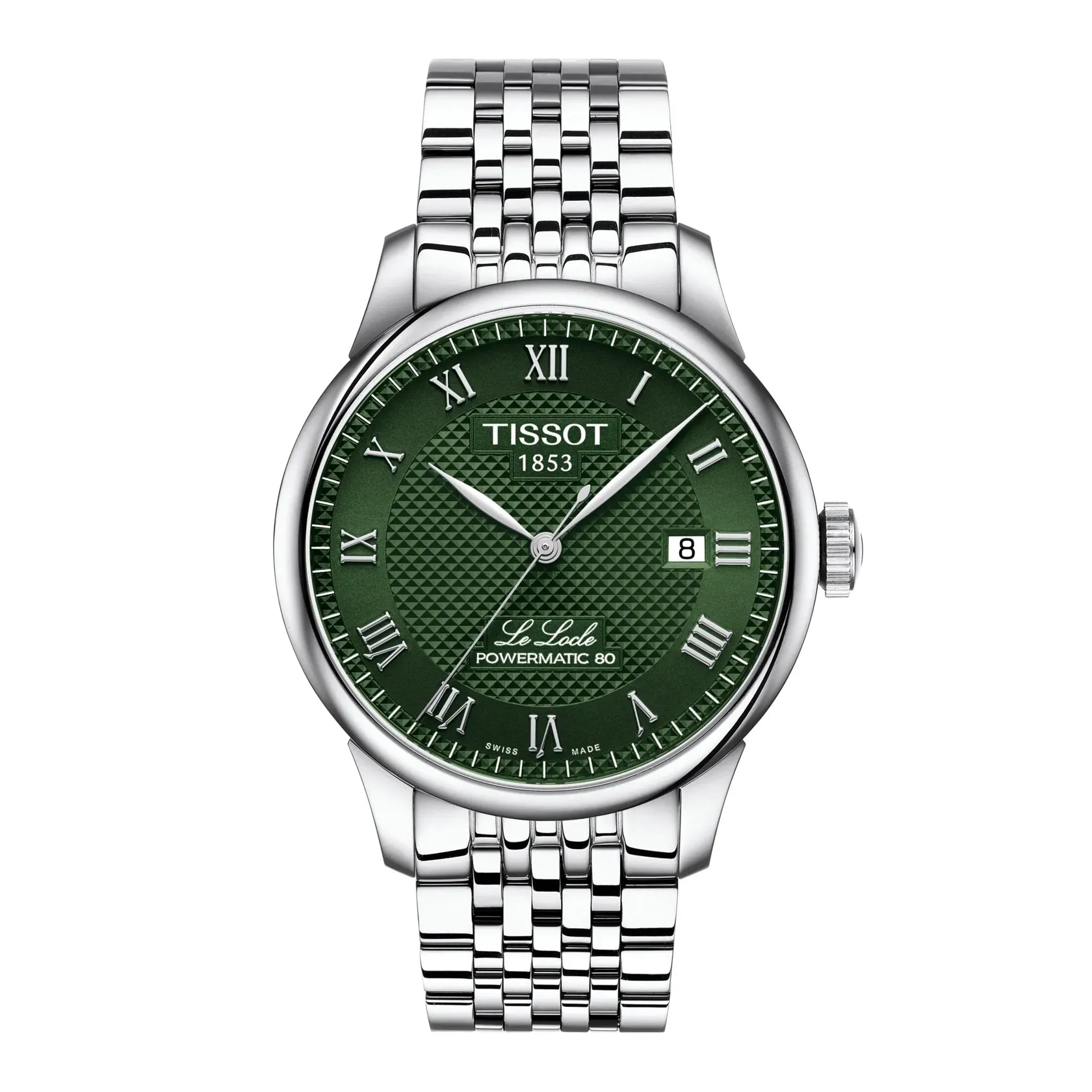 Tissot Le Locle Powermatic 80 Mens Stainless Steel Green Dial Watch