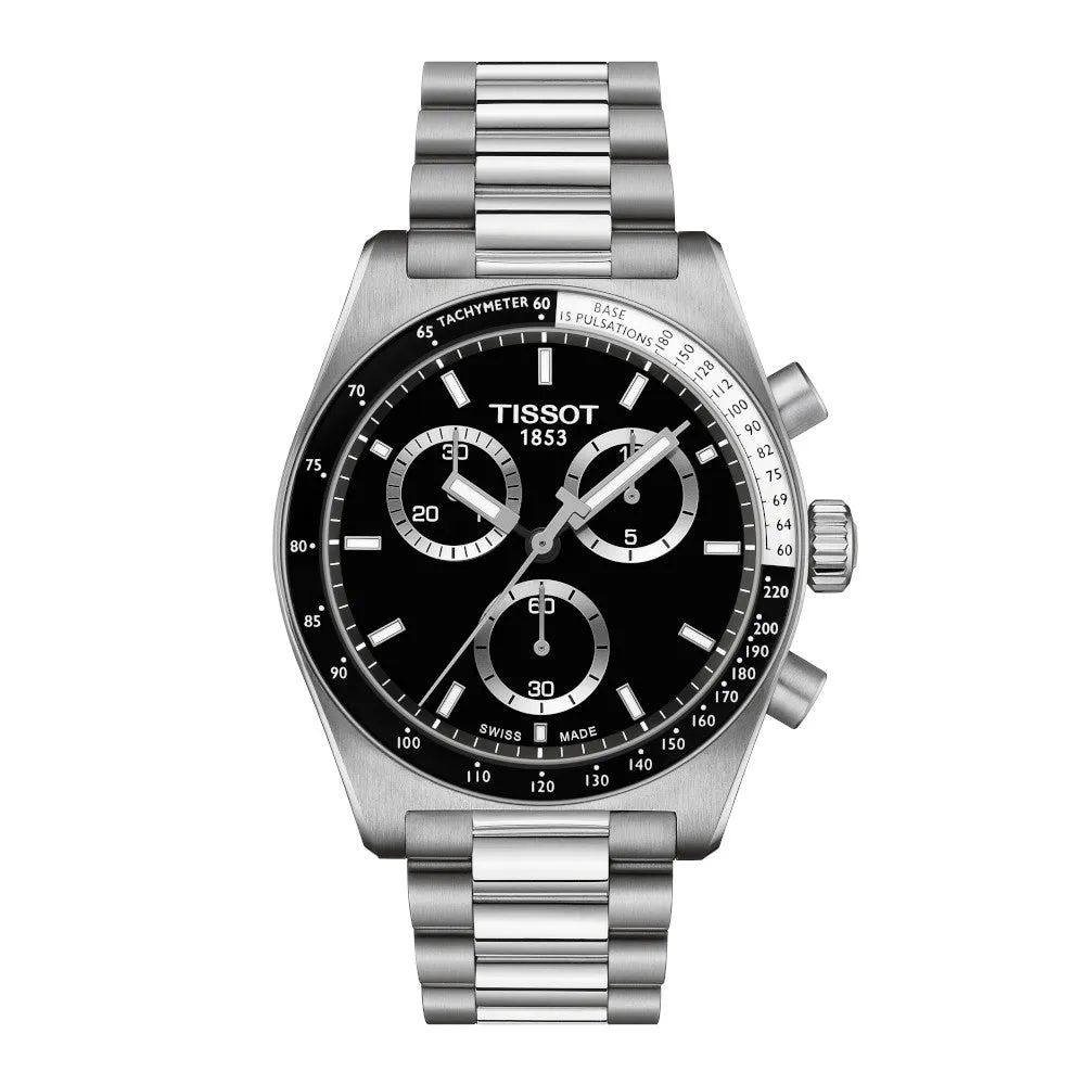 Tissot PR516 (40mm) Mens Stainless Steel Chronograph Black Dial Watch