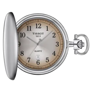 Tissot Savonette pocket watch 48.5mm beige quartz steel t862.410.19.292.00