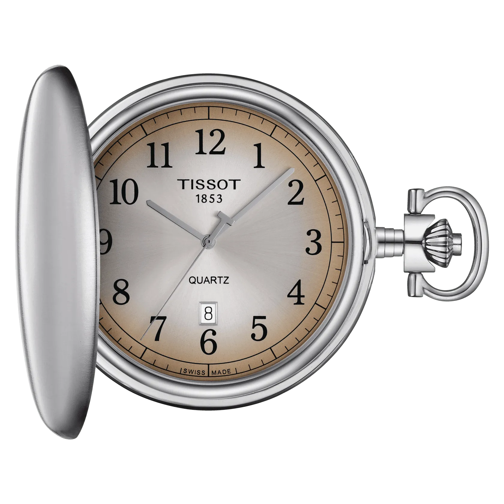 Tissot Savonette pocket watch 48.5mm beige quartz steel t862.410.19.292.00
