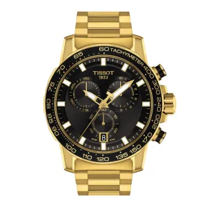Tissot Supersport Chrono Mens Gold Tone Black Dial Watch