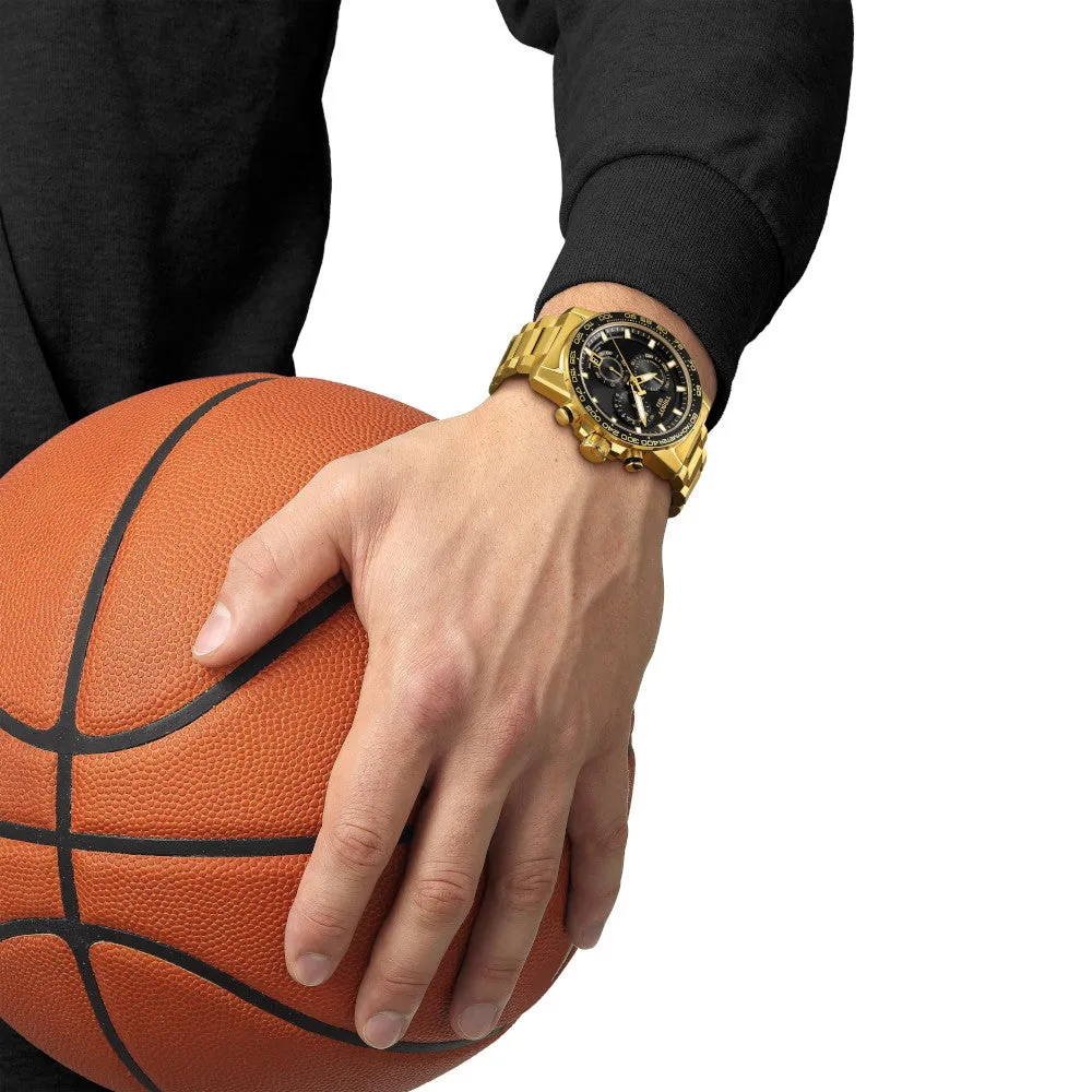 Tissot Supersport Chrono Mens Gold Tone Black Dial Watch