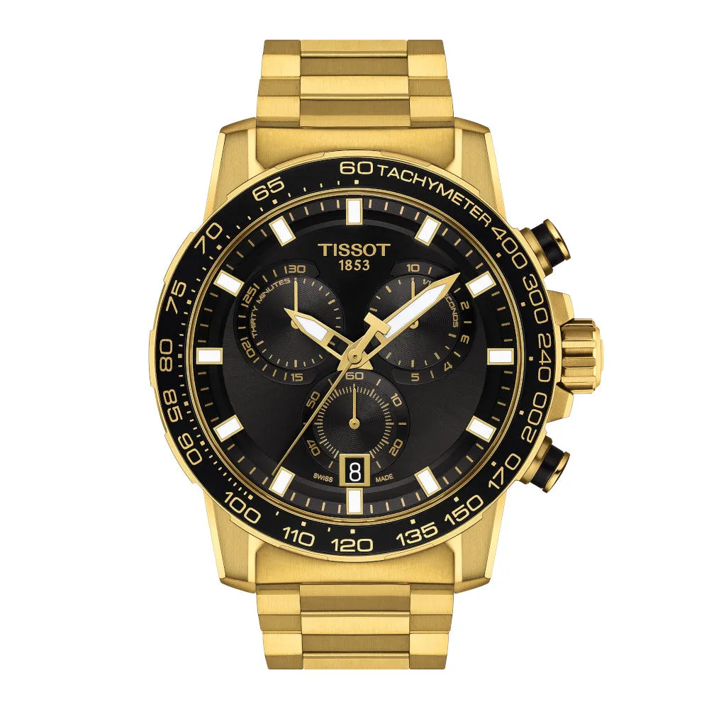 Tissot Supersport Chrono Mens Gold Tone Black Dial Watch