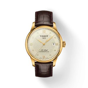 Tissot Watch Le Locle PowerMitic 80 39mm Ivory Diamonds Automatic Steel Finish Pvd Gold Gold T006.407.36.266.00