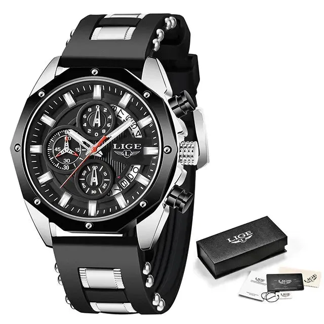 Top Brand Luxury LIGE Fashion Men Watches Sport Quartz Watch Date Clock Waterproof Wristwatch Chronograph Clock