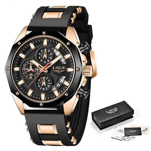 Top Brand Luxury LIGE Fashion Men Watches Sport Quartz Watch Date Clock Waterproof Wristwatch Chronograph Clock