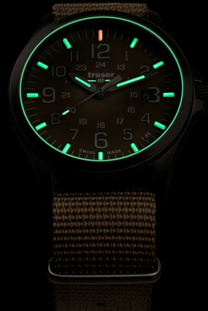 Traser P67 Officer Pro Gunmetal Tritium Watch with Khaki Dial 108631