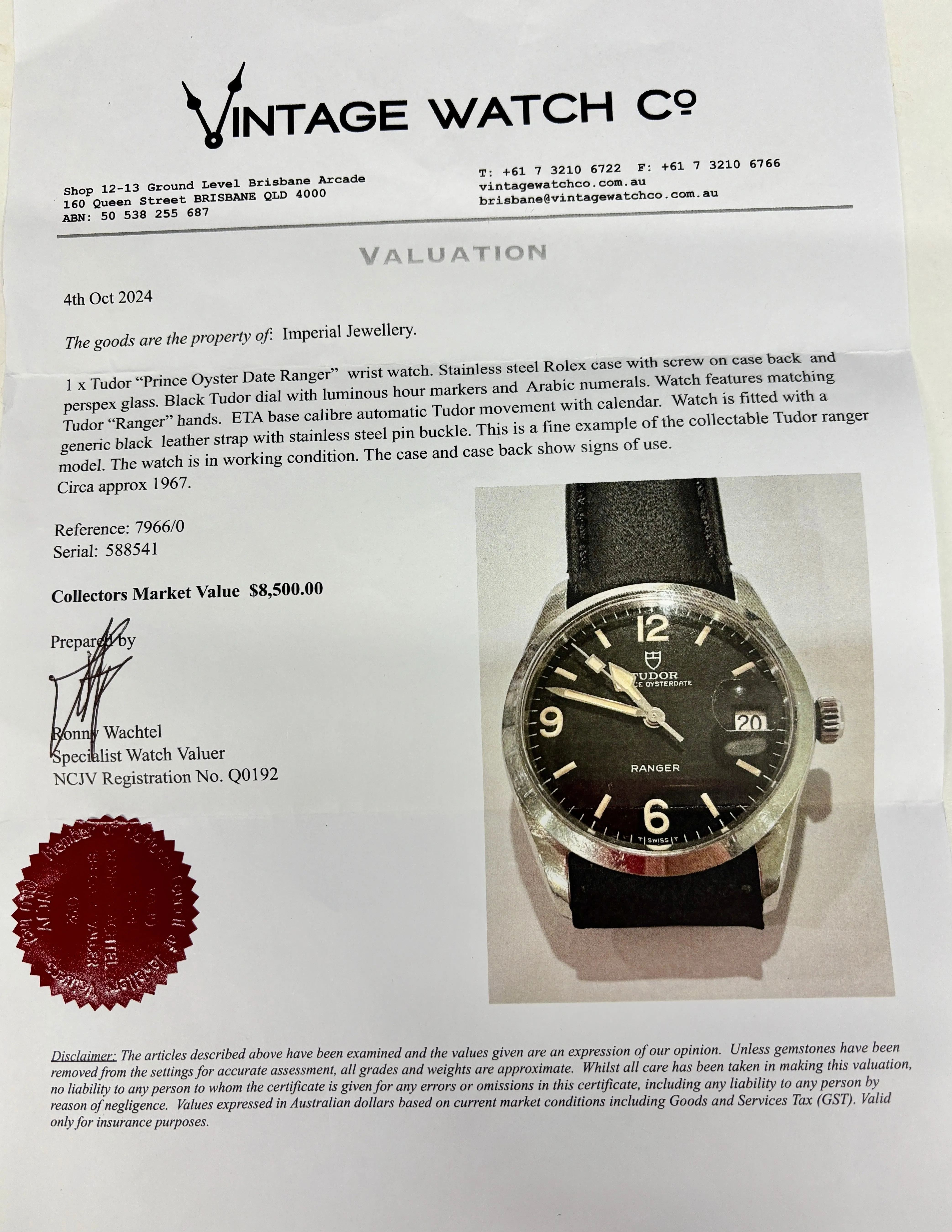 Tudor 1967 Prince Oysterdate Ranger Watch