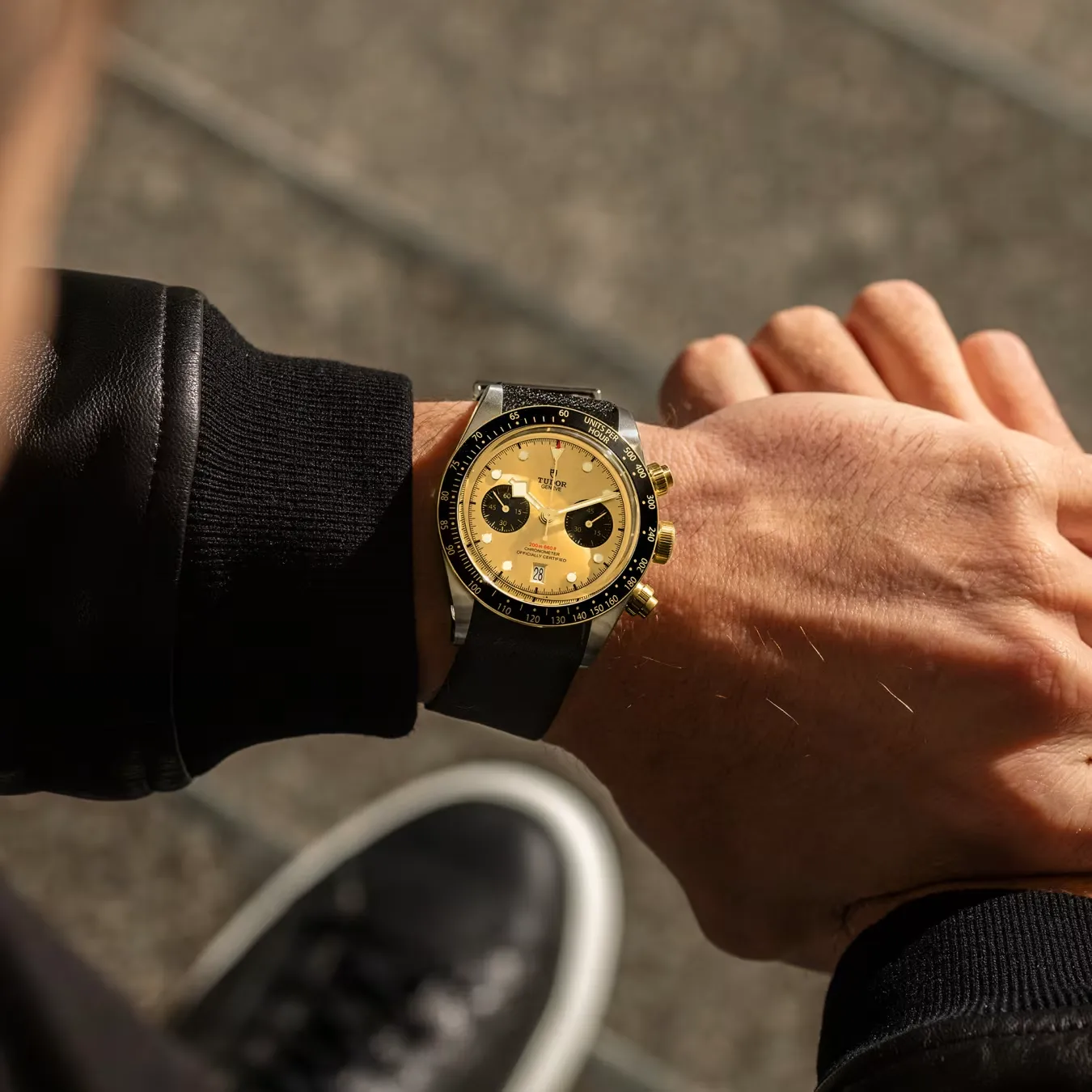 TUDOR Black Bay Chrono S&G 41mm Case, Champagne Dial, Fabric Strap (M79363N-0006)