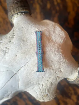 Turquoise Red Aztec Watch Band
