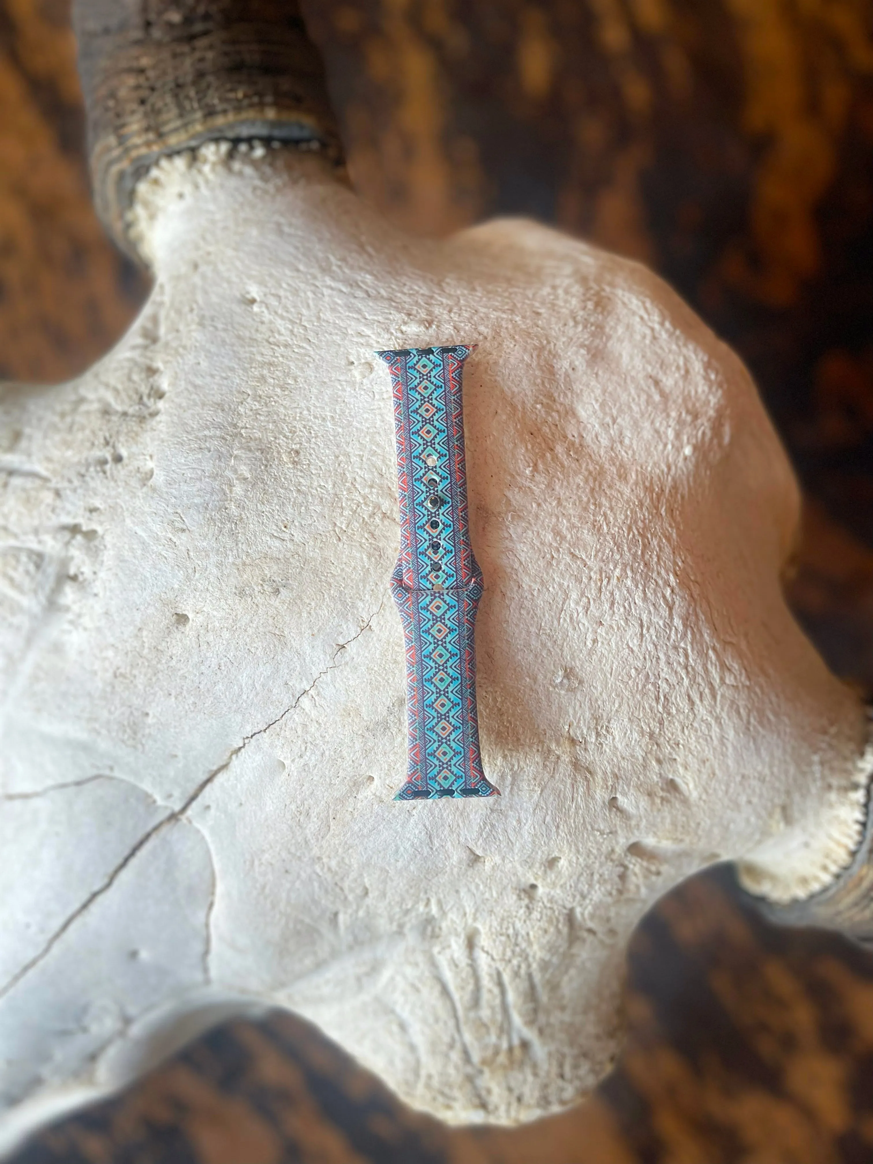 Turquoise Red Aztec Watch Band