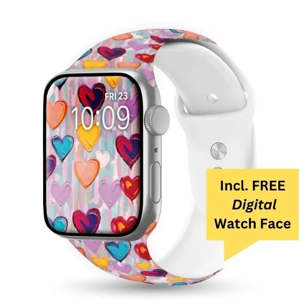 Vibrant Love Print | Silicone Watch Band for Apple Watch ®   Watch Face Incl.