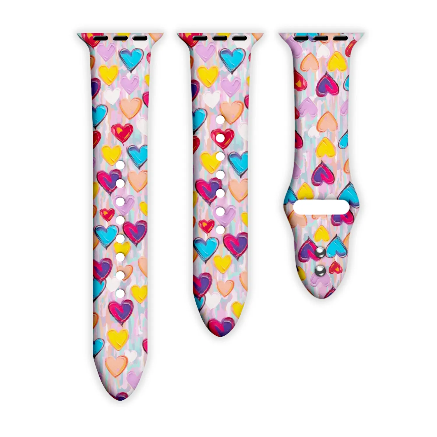 Vibrant Love Print | Silicone Watch Band for Apple Watch ®   Watch Face Incl.