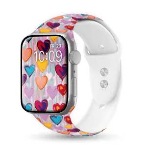 Vibrant Love Print | Silicone Watch Band for Apple Watch ®   Watch Face Incl.
