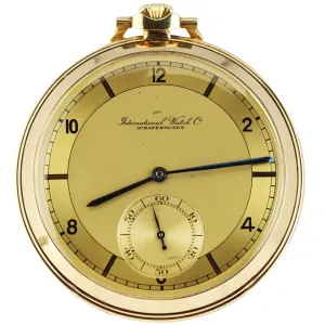 VINTAGE IWC Schaffhausen 82.1gr 14k Yellow Gold 51.5mmX62mm 101321 Pocket Watch