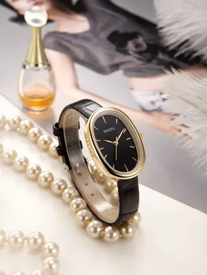 Vintage Minimalist Leather Strap Quartz Watch