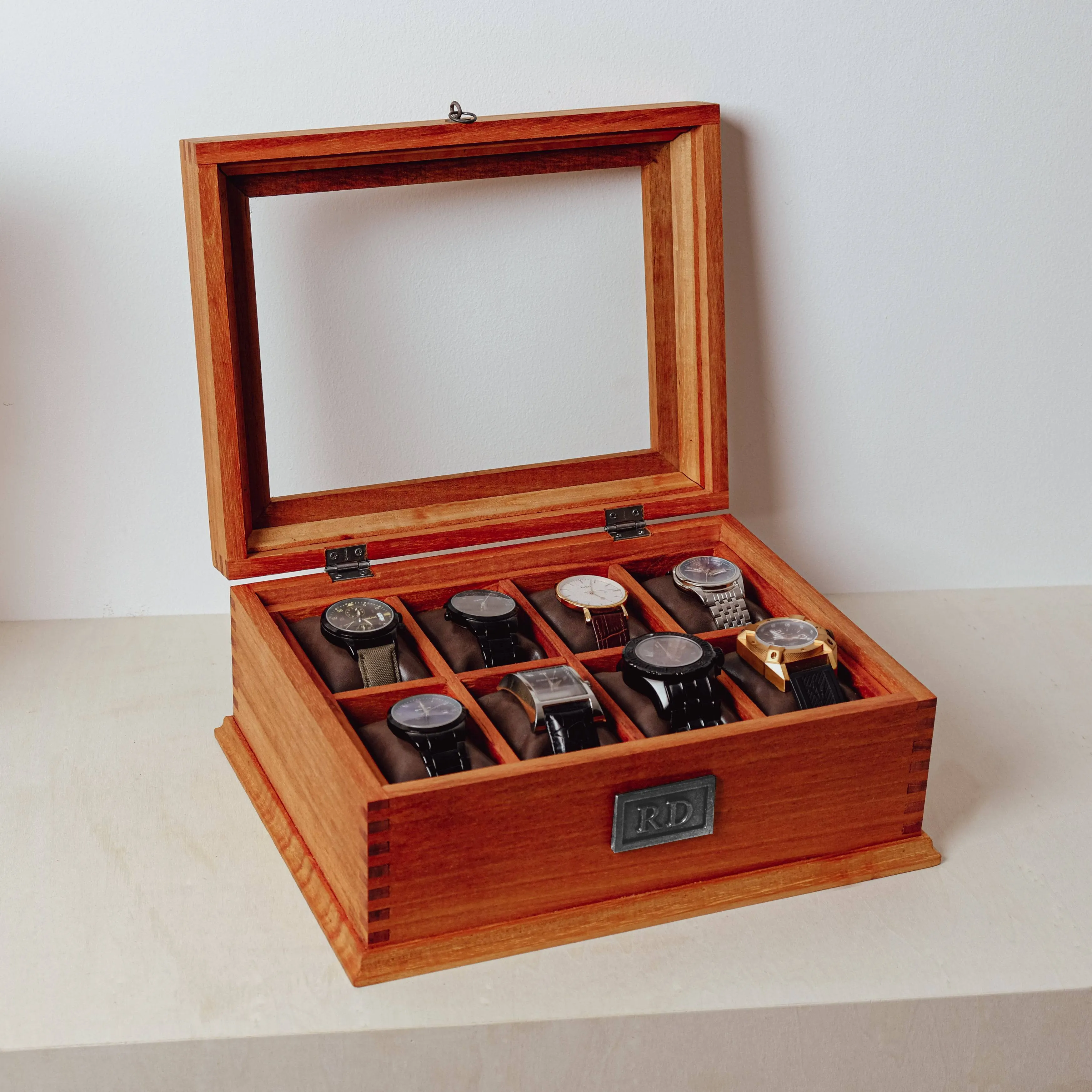 Watch Box for 8 Watches with Secret Compartment - Cedar Wood.