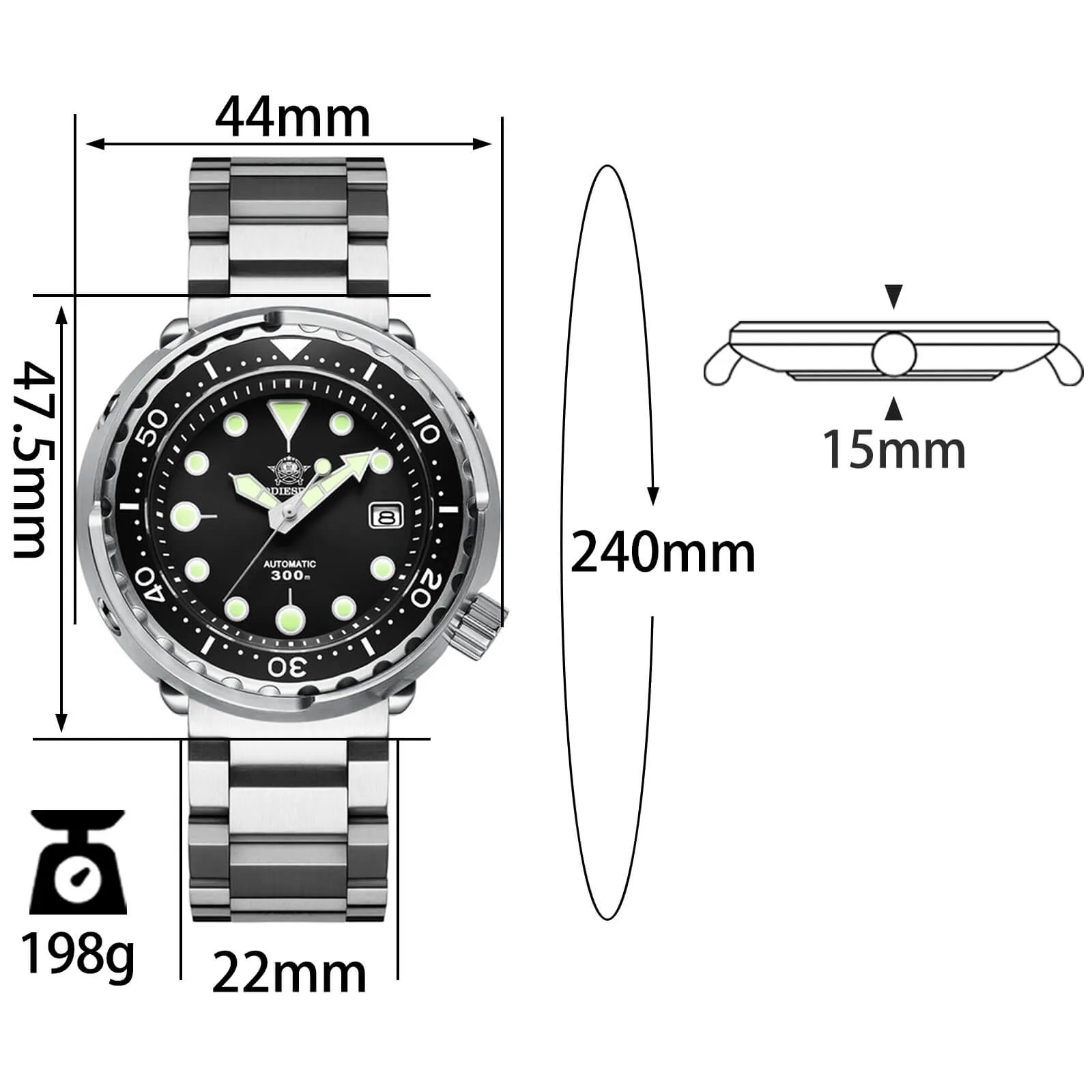★Weekly Deal★ADDIESDIVE® Tuna 300M Automatic Diver Watch Tuna Diver 3Colors ( MY-H5)