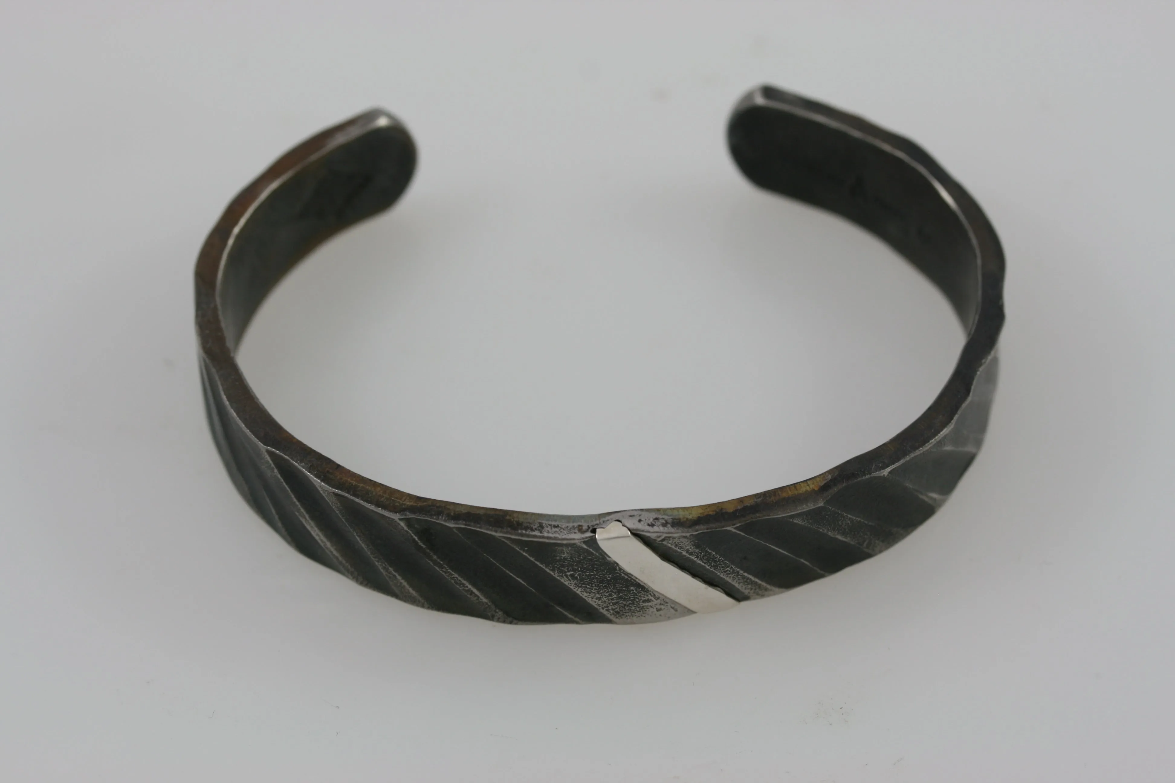 Wide Rope Pattern Cuff Bracelet With Sterling Silver Inlay: Men & Women