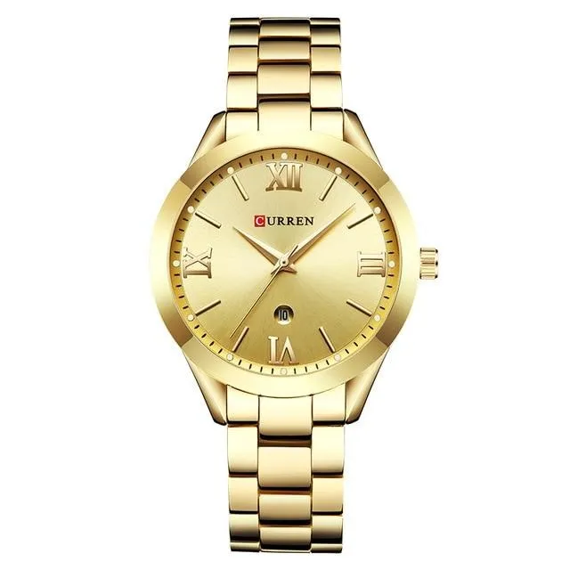 Women  Ladies Steel Women's Bracelet Gold color Watch