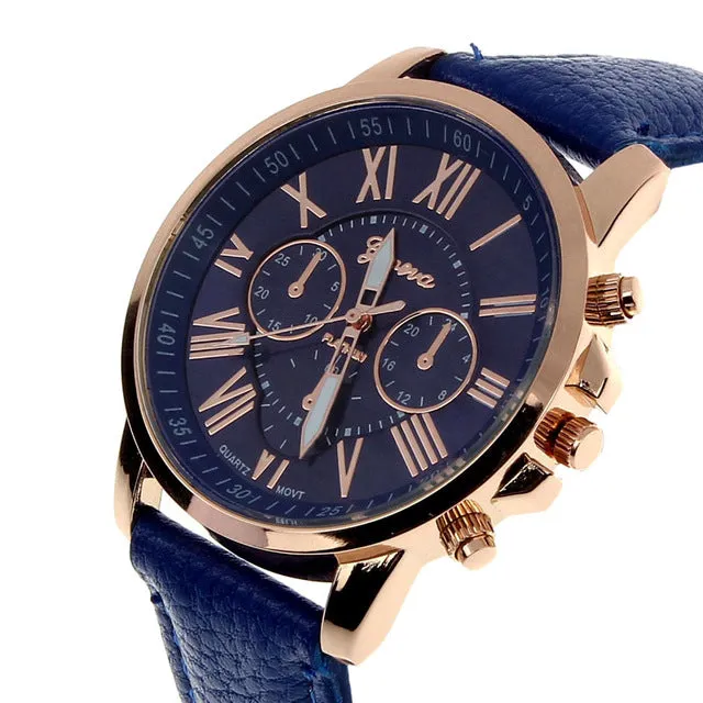 Women Watches  Casual Roman Numerals PU Leather