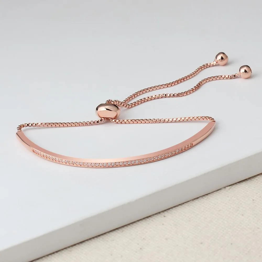 Women’s Bangle with Cubic Zirconia, Rose Gold Color, Bracelets for Party