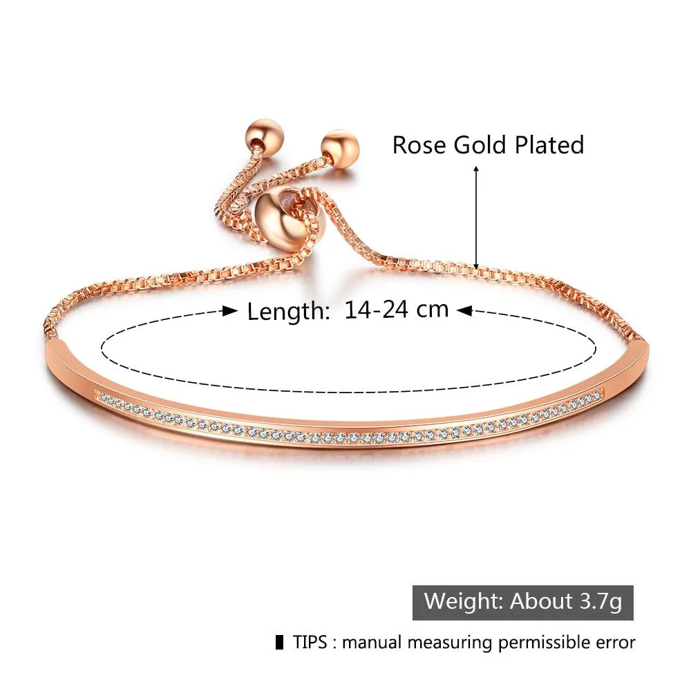 Women’s Bangle with Cubic Zirconia, Rose Gold Color, Bracelets for Party
