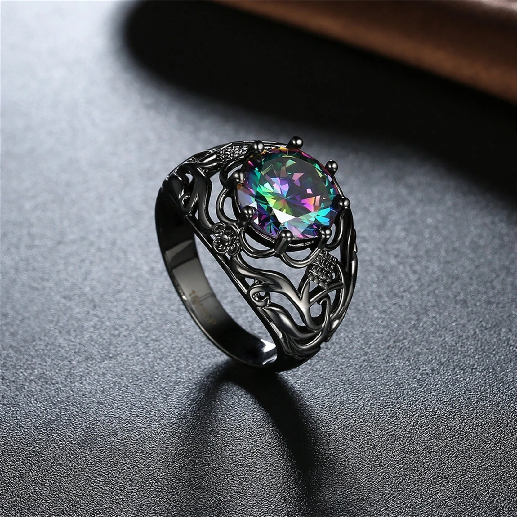 Women's Gothic Style Colorful Zircon Hollow Ring