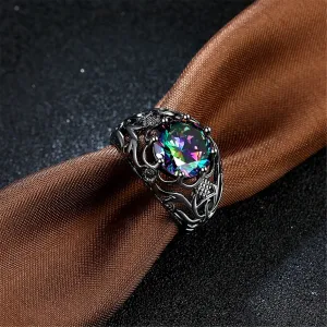 Women's Gothic Style Colorful Zircon Hollow Ring