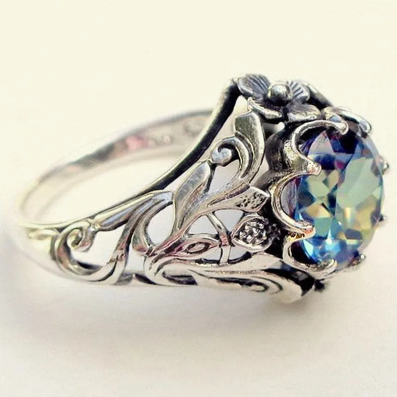 Women's Gothic Style Colorful Zircon Hollow Ring