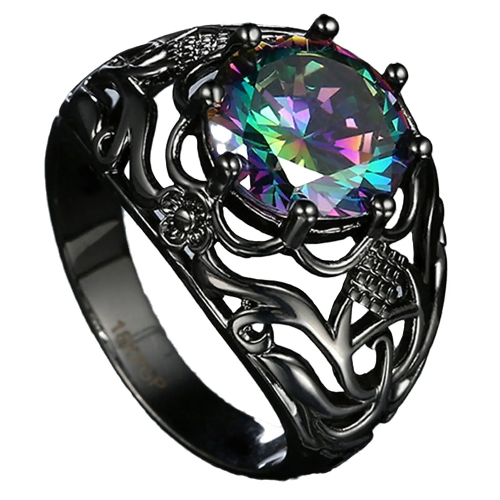 Women's Gothic Style Colorful Zircon Hollow Ring