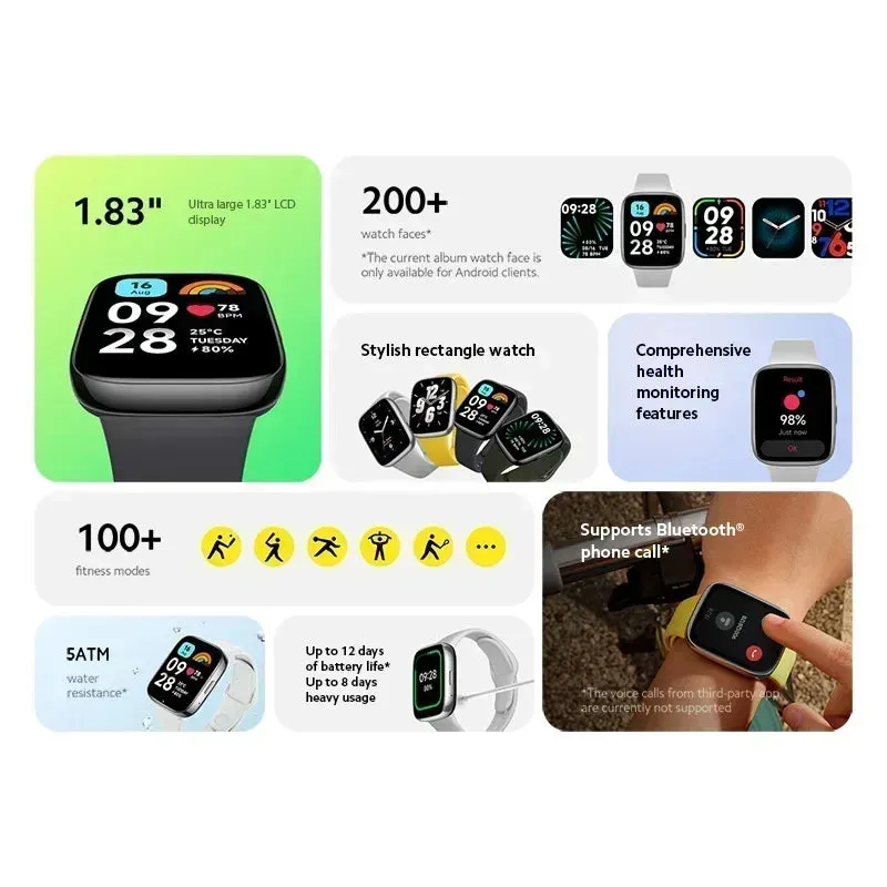 [World Premiere] Xiaomi Redmi Watch 3 Active1.83'' LCD Display Blood Oxygen Heart Rate Bluetooth Voice Call 100  Sport Modes