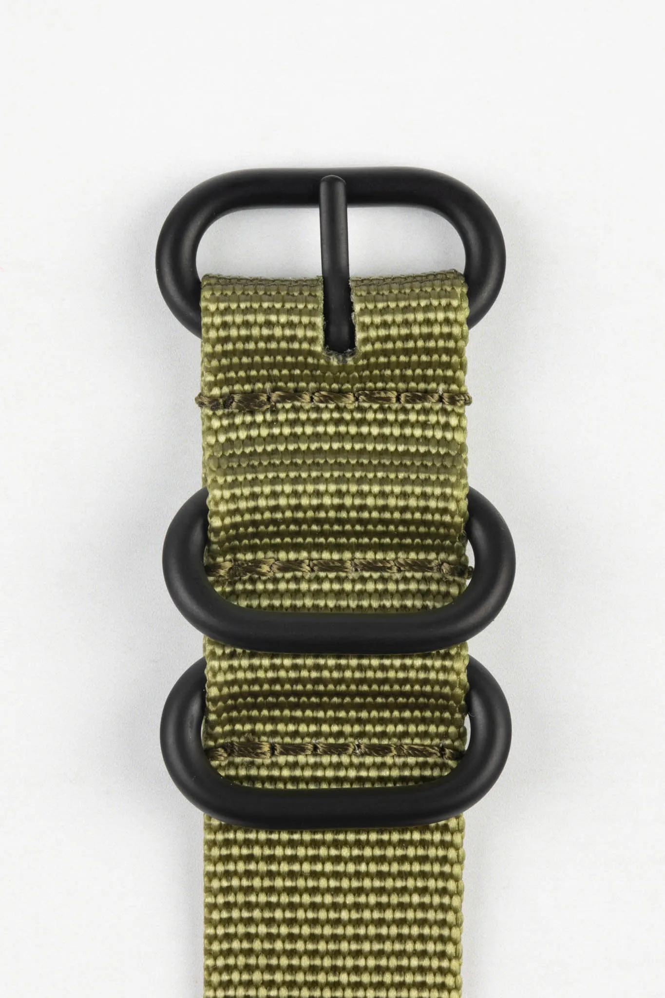 ZULU Nylon Watch Strap with 3 PVD Rings in OLIVE GREEN