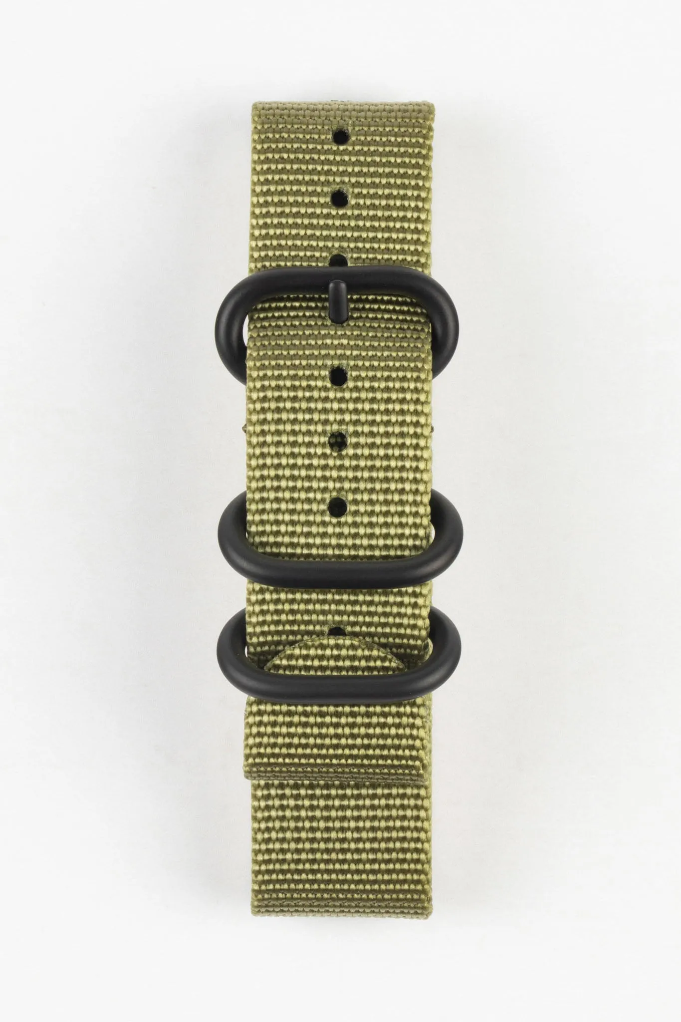 ZULU Nylon Watch Strap with 3 PVD Rings in OLIVE GREEN