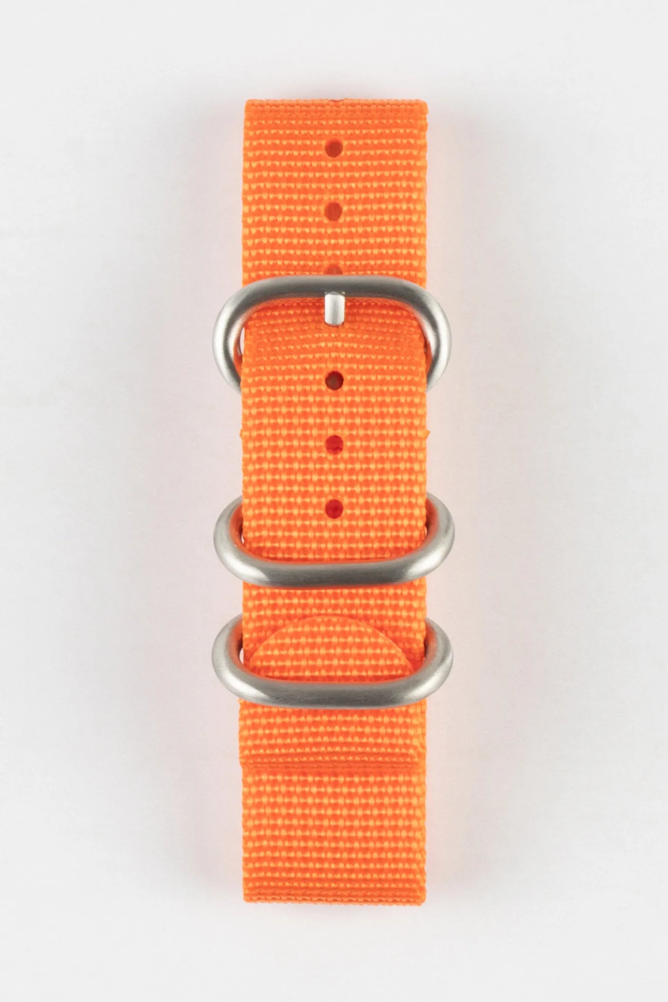 ZULU Nylon Watch Strap with 3 Steel Rings in ORANGE